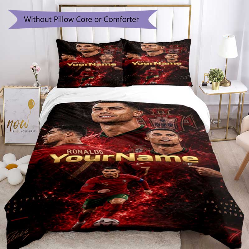 Cristiano Ronaldo 23 Customize Your Name Bedding Set Breathable Duvet Cover with Pillowcases Home Decoration Birthday Gift