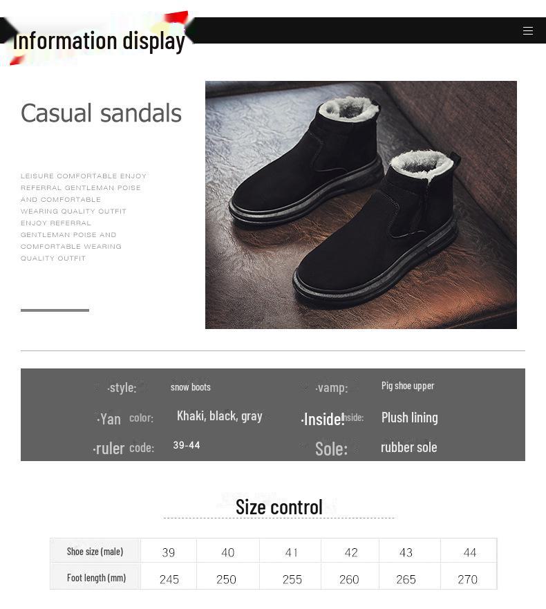 Men's Mid-Cut Winter Snow Boots: Outdoor Warm, Non-Slip, Thickened, Plus Velvet