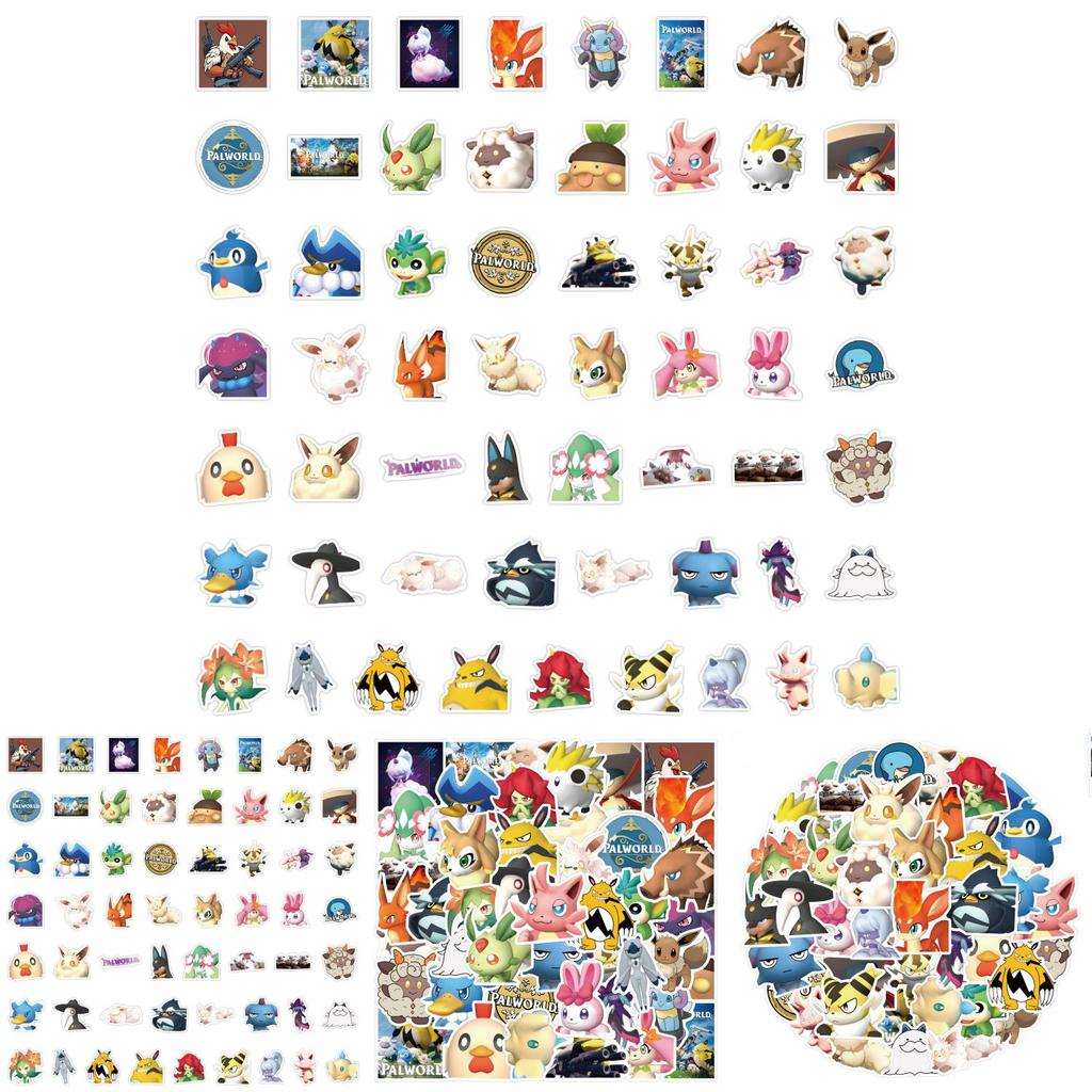 Palworld Cartoon Fantasy Creature Paru Game Stickers Cute Style Waterproof