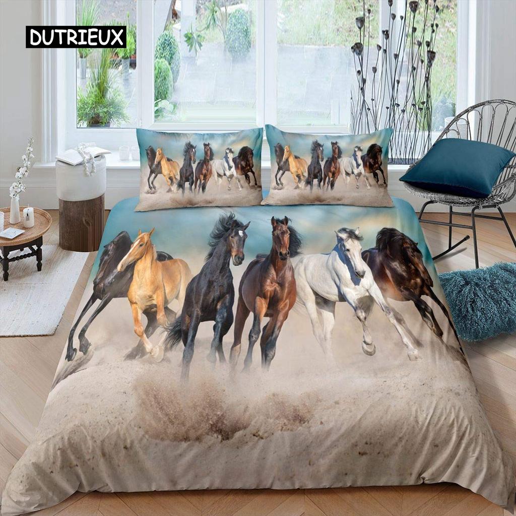 Luxury 3D Bedding Set Europe Queen King Double Duvet Cover Set Bed Linen Comfortable Blanket/Quilt Cover Bed Set Animal  Horse