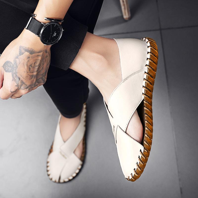FashionHandmade Summer Men Sandals Casual Classic Men Beach Shoes Outside Male Shoe Comfortable Breathable Mans Footwear Hot Sale 2024