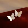 Elegant White Butterfly Mother-of-Pearl Stud Earrings - Light Luxury Fresh Summer Fairy Vibe