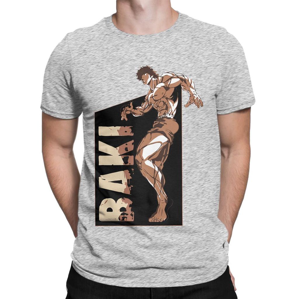 Men's T-Shirts Baki Hanma Grappler Yujiro Vintage Pure Cotton Tee Shirt Short Sleeve Anime T Shirts O Neck Clothes Gift