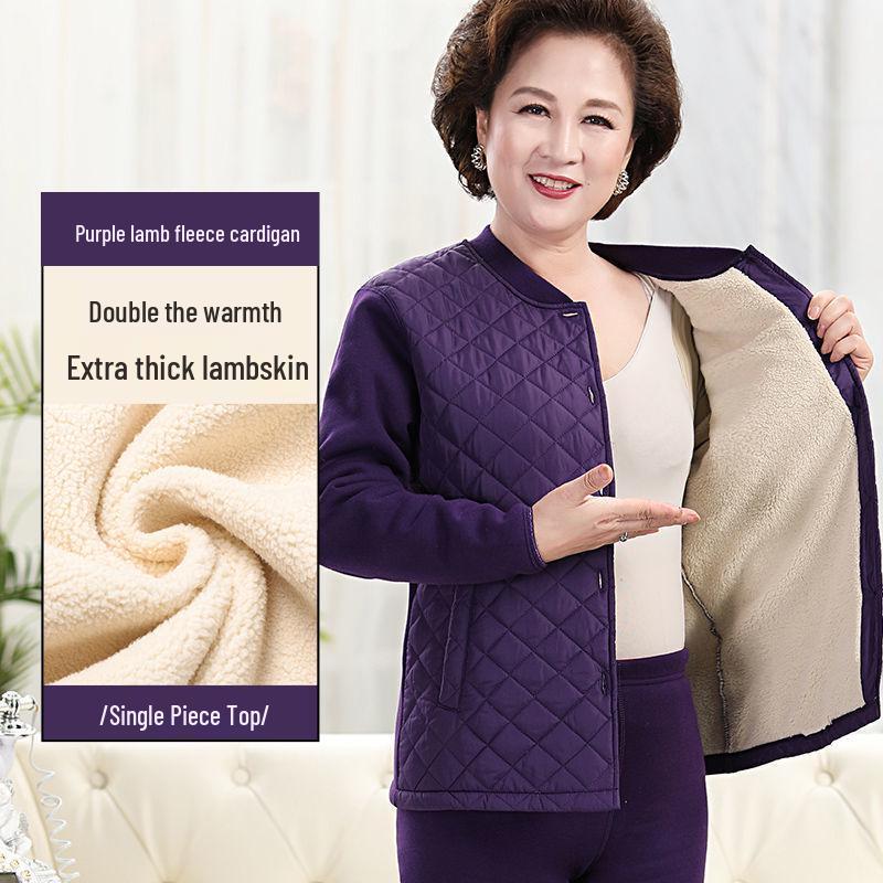 

Premium Extra-Thick Winter Thermal Set for Middle-Aged and Elderly: Men s & Women s Velvet-Lined, Thick Warm Cardigan. Size 160