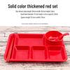 Rotes Verdicktes Melamin 6-Fächer-Tablett - 4-teiliges Set