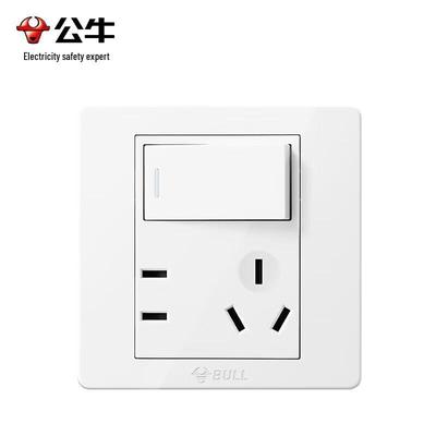 G07 White 1-Gang 5-Hole Wall Socket with Switch, 10-Pack