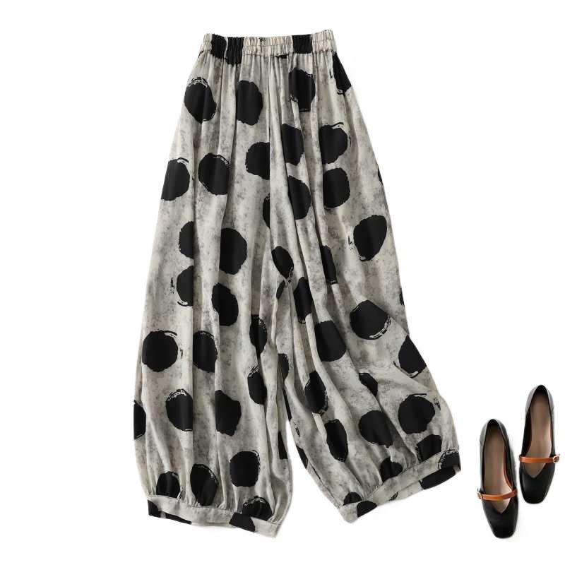 Spring and Summer Silk Cropped Pants for Women