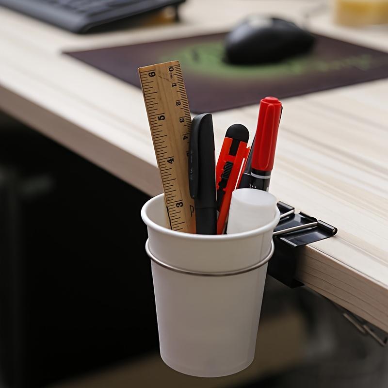 Stainless Steel Multi-Functional Cup Holder with Pen Slot - Ergonomic Desk Organizer for Office, Home, or Bathroom