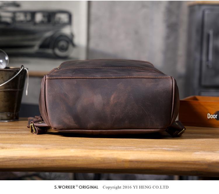 Sivok Retro Men's Genuine Leather Cowhide Laptop Backpack