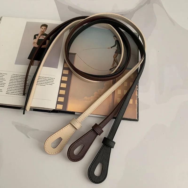 Centuri Subțiri Nodate pentru Femei Centură Dama Talie Bandă Talie Piele PU Moale Curea Talie Neagră Cafea Curele Accesorii Palton Rochie Lungă