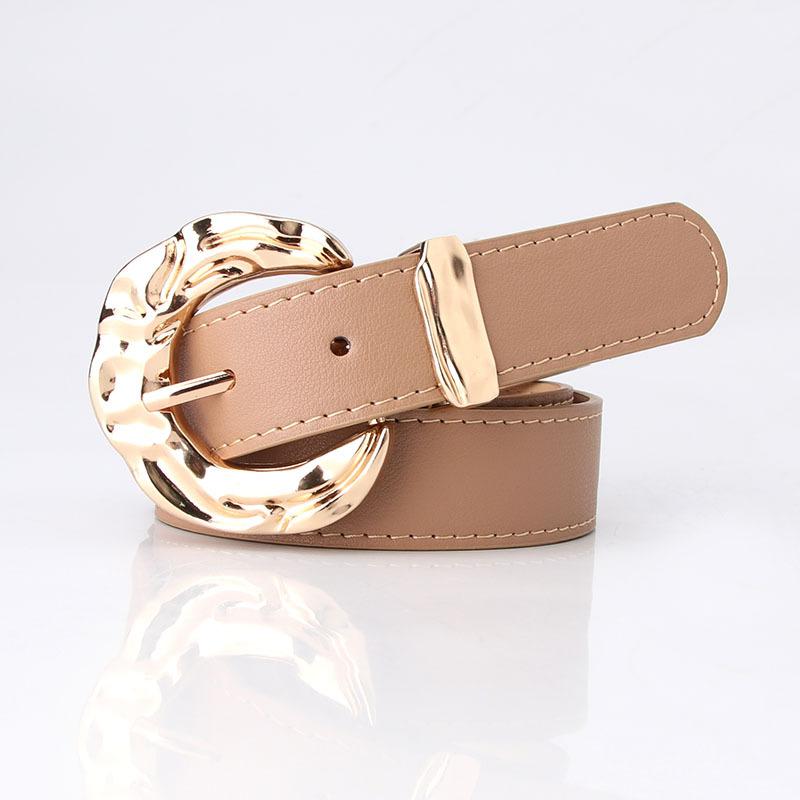 Women's Fashion Personalized Belt European and American Trend Simple Jeans Belt Big Head Metal Buckle Decorative Belt