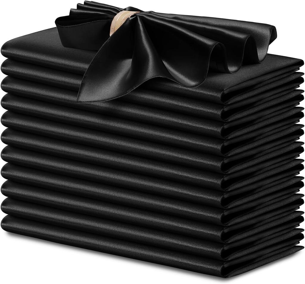 12 Pcs Satin Napkins 30x30cm, Square Smooth Dinner Napkins Silky Satin Cloth Napkins for Wedding Banquet Party Christmas Decor