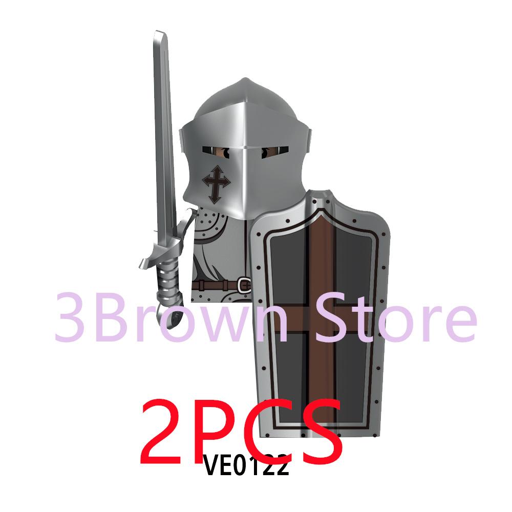 Medieval Building Blocks Accessories MOC Castles Dragon Knights Army Soldiers Warrior Helmets Shields Armors Axes Toy Gift S038