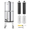 Gravity-fed Water Filter System, 2.25G 304 Stainless-Steel Countertop Filtration System, Reduces Lead and Up To 99% of Chlorine, with 2 Activated