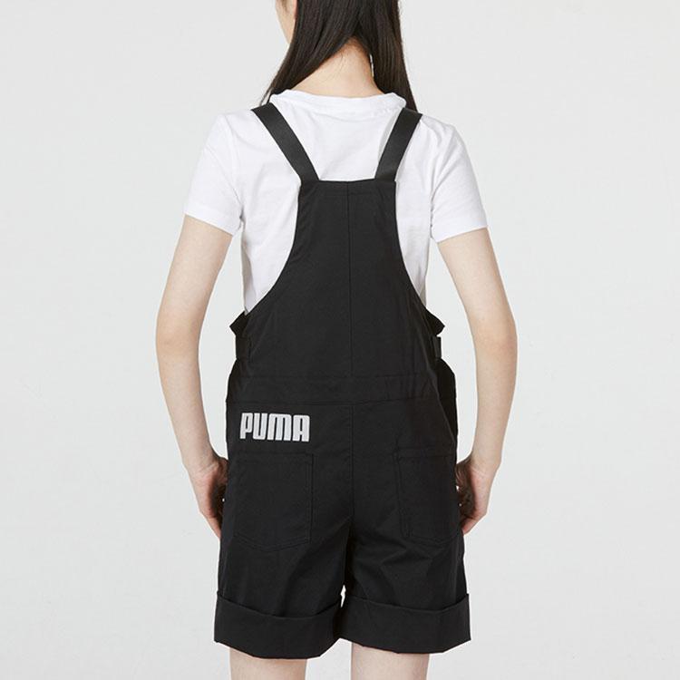 Puma Logo Printed Loose Casual Straight Leg Overalls Women Overalls Black 671967-01