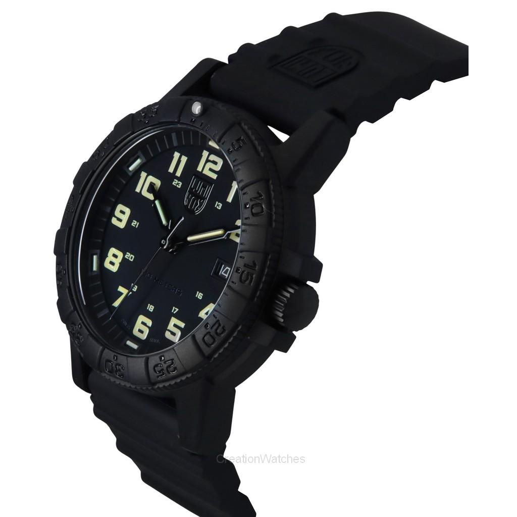 Luminox Lederschildkröte Riesen PU-Armband Schwarzes Zifferblatt Quarz XS.0330 100M Herrenuhr