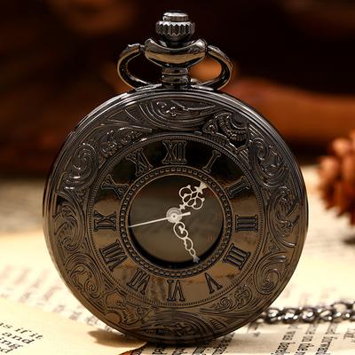 Roman Numerals Quartz Pocket Watch Men Women Hollow Vintage Watch with Chain Men Gifts