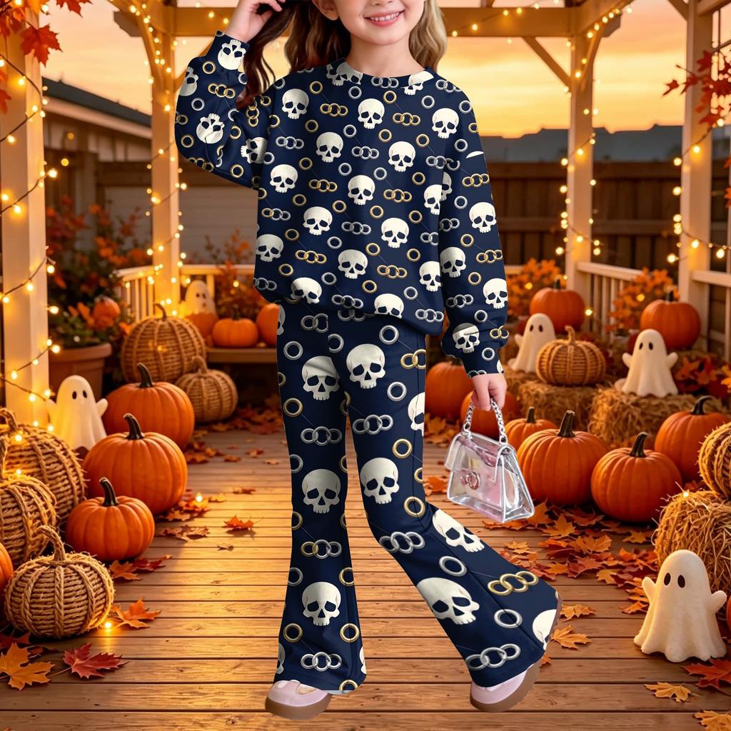 Kids Casual Long Sleeve Top and Pants 2-Piece Outfit Set for Boys Girls Everyday Wear