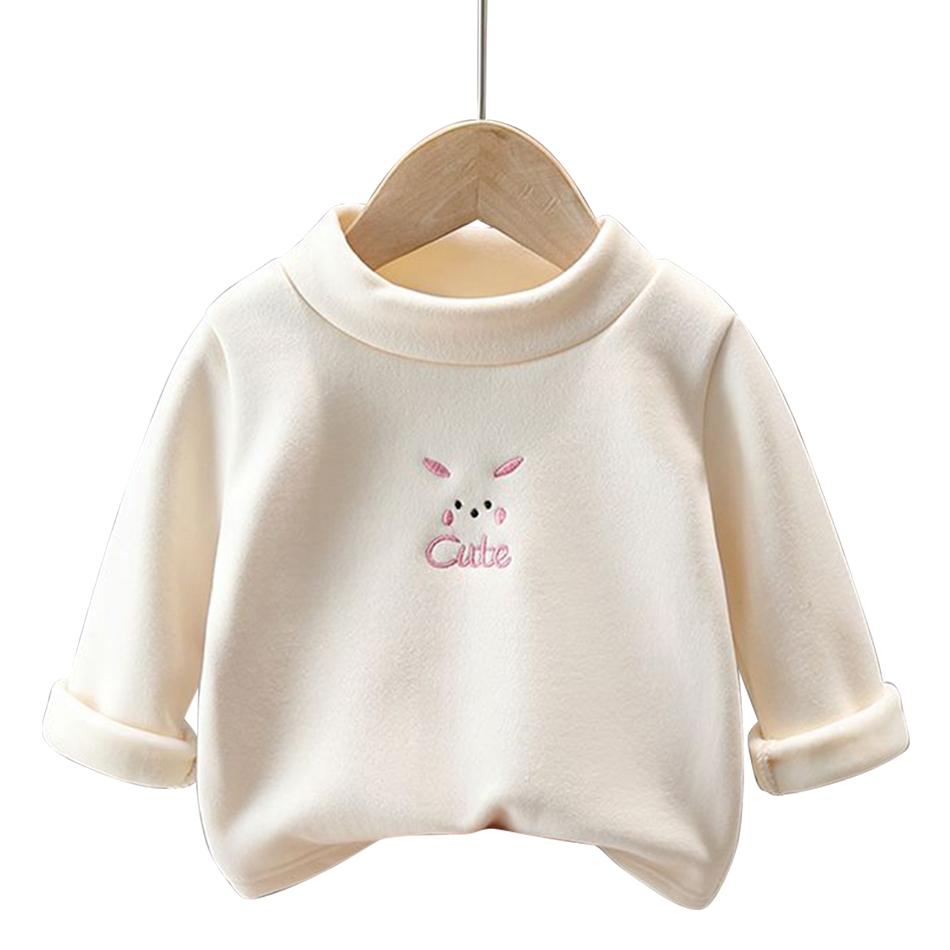 

Warm and Cozy Children Fleece-Lined Base Layer Animal Sweatshirt Tops for Autumn and Winter Girls Cute Outerwear Clothes 80 бежевий