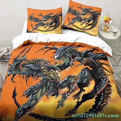 Alien Vs. Predator Predator Juego de Cama Individual Doble Queen King Size Funda Nórdica Colcha de Dormitorio para Adultos y Niños Regalo de Lujo