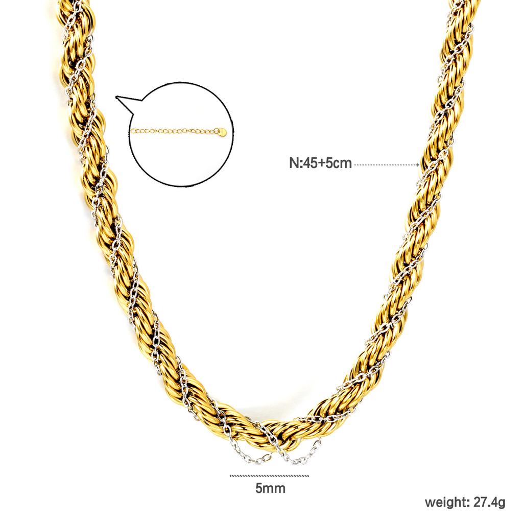 Personalized Hip Hop Necklace Stainless Steel Simple Versatile Spring Buckle Clavicle Chain Chain Clavicle Chain