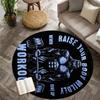 Muscle Man Workout Quote Round Rug Flannel Gym Motivation Floor Mat Home Fitness Zone Bodybuilding Inspiration Black Background