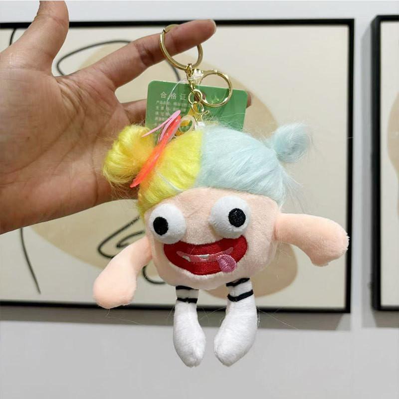 Adorable Keychain Plush Toy With Sausage Mouth And Big Eyes In Vibrant Colors
