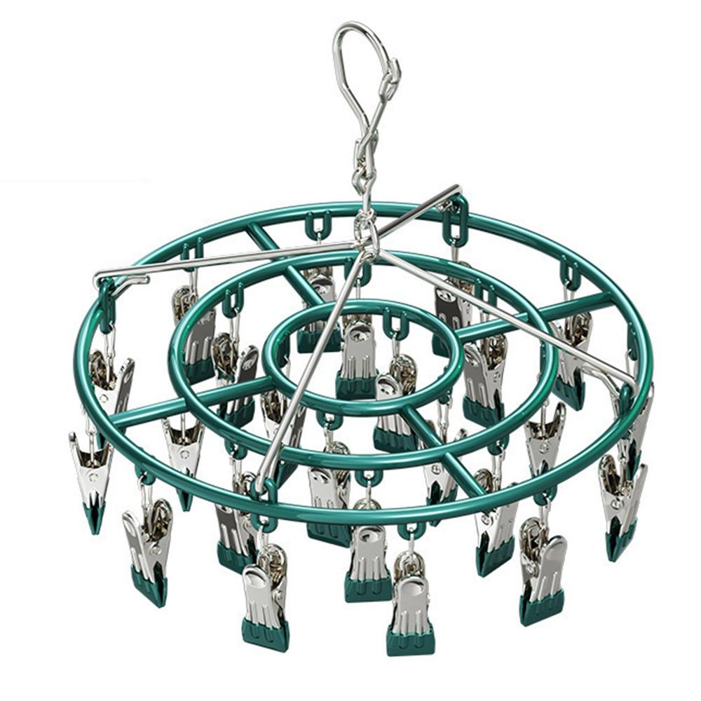 Stainless Steel 24 Clip Hanging Rack Lightweight Clothes Hanger Underwear Socks Clip  Bathroom