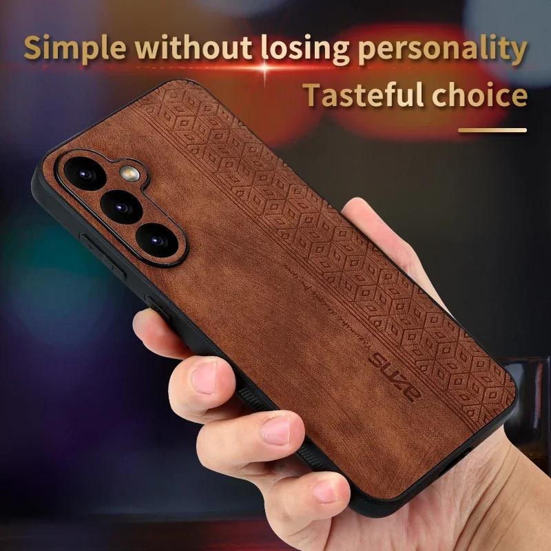 EUCAGR Bumper Coque PU Leather Phone Case For Samsung Galaxy S26 S25 S24 S23 S22 S21 S20 Plus Ultra FE Soft Shockproof Cover