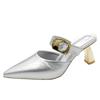 Slippers thin heel sandals pointed head sexy high heel 2025 women's French Mueller temperament spring and summer bag head new half slippers