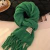 Korean Scarf Women's Autumn and Winter New Korean Atmosphere Versatile Thickened Plush Warm Neck Scarf