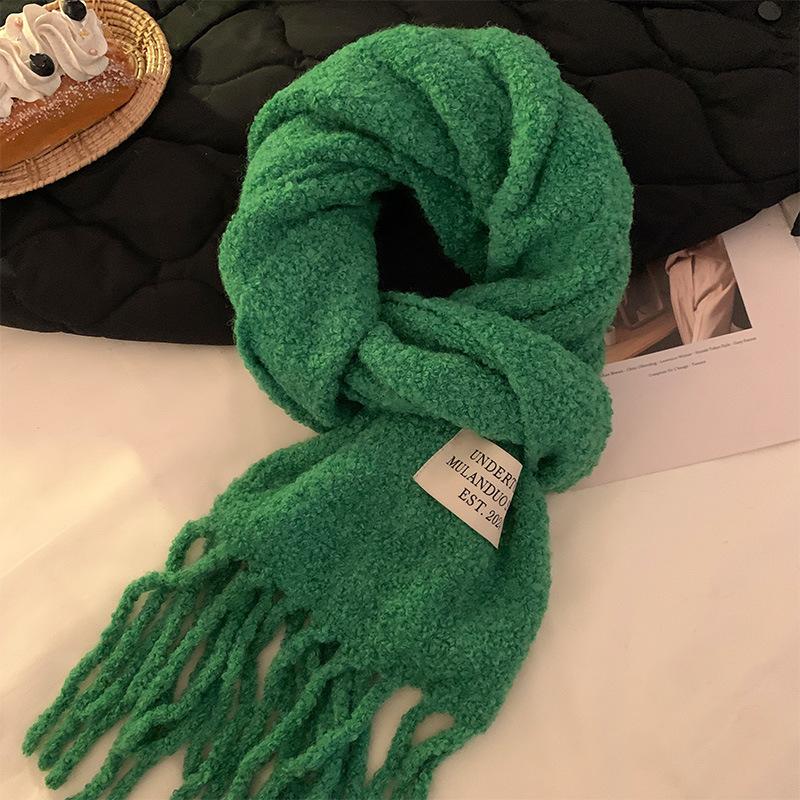 Korean Scarf Women's Autumn and Winter New Korean Atmosphere Versatile Thickened Plush Warm Neck Scarf