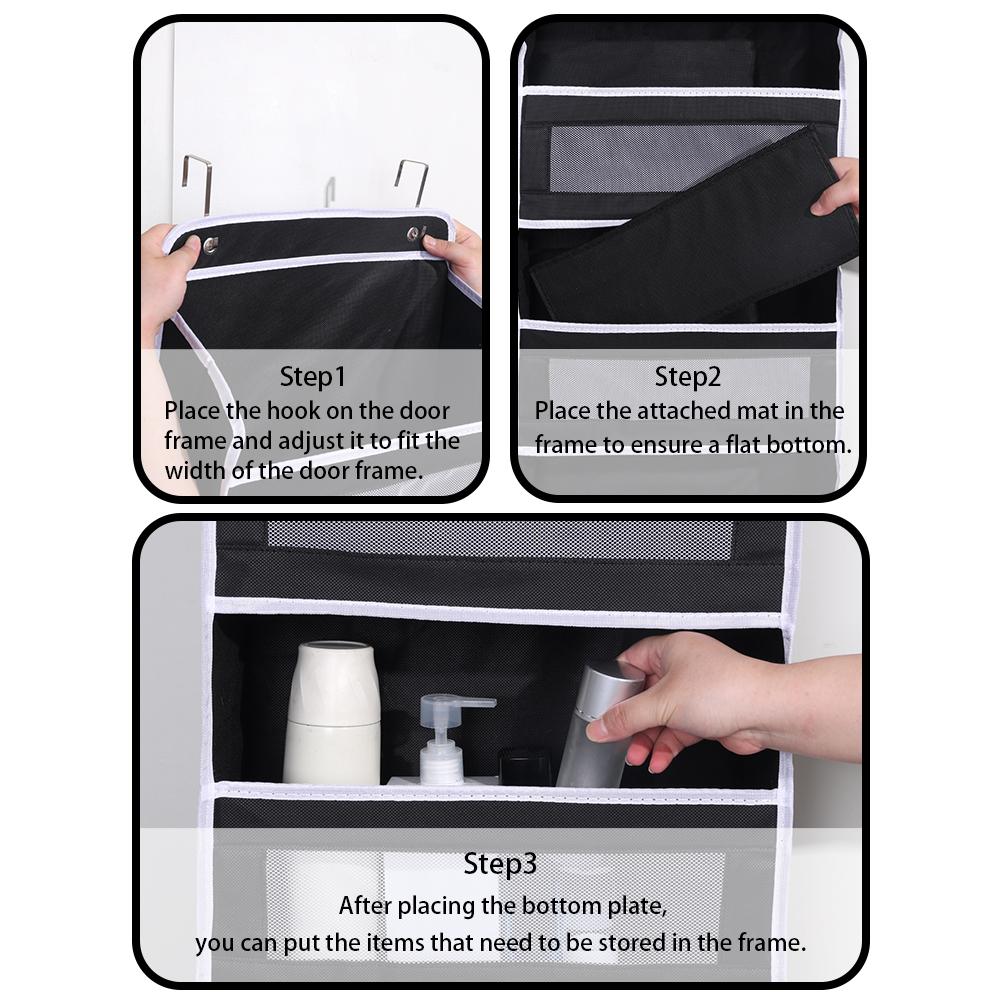 5-Shelf Hanging Storage Organizer Bag Organizer Door Storage Device with 5 Side Bags Mesh Window Storage for Bedroom Pantry