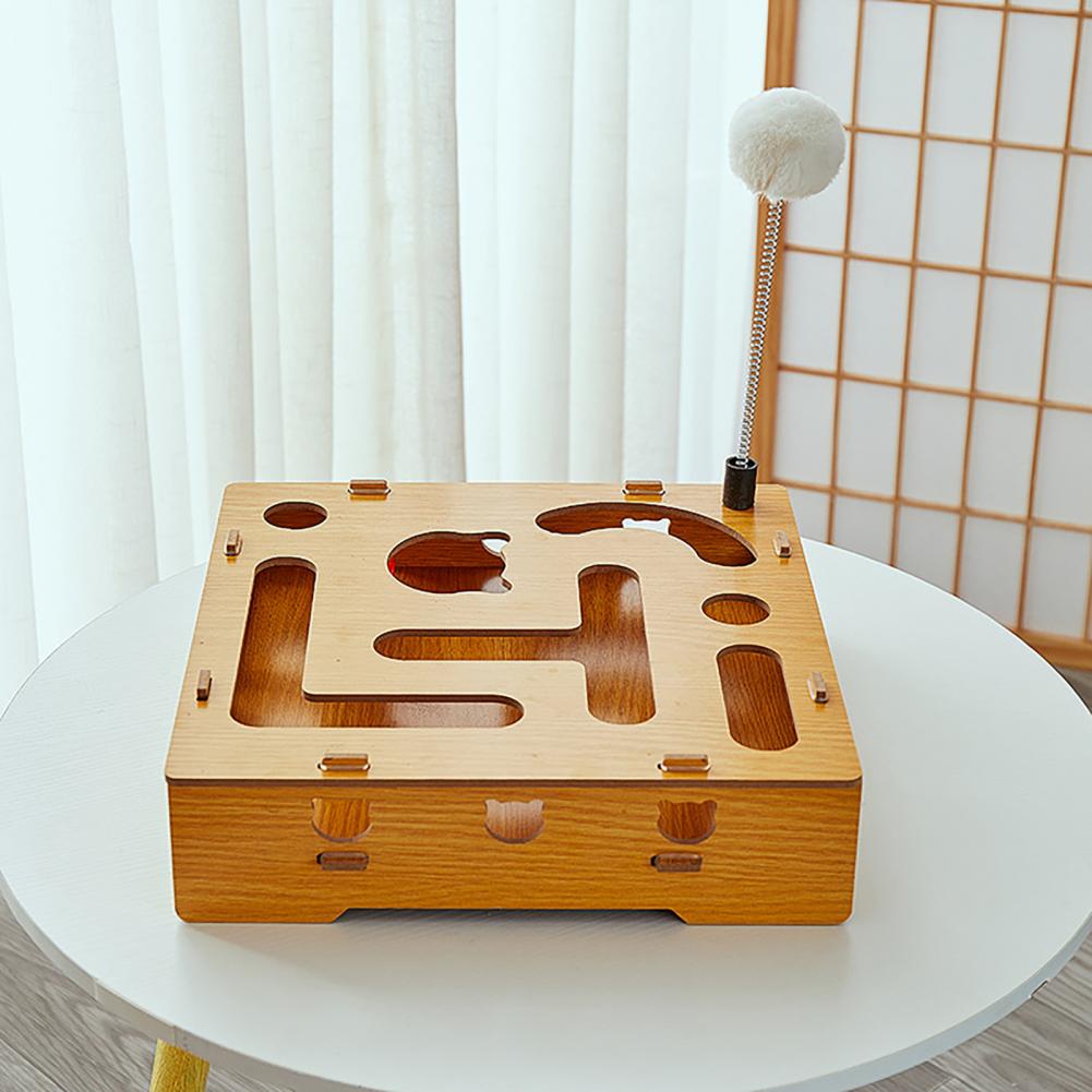 Cat Toy for Hunting Instincts Cat Toy with Bell Balls Cat Scratch Maze Box with Nail File Enrichment Puzzle Toy for Mental