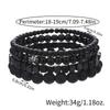 Cross Men's Multi-layer Bracelet Set: Black Gallstone, Volcanic Stone, Wood Beads. Elastic Jewelry.