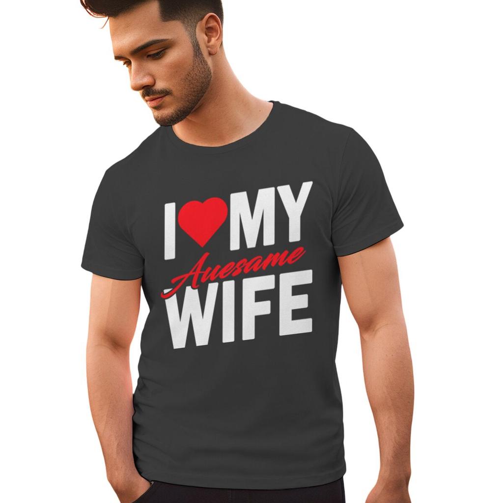 I Love My Awesome WifeHusband T Shirts Women Men Valentine Anniversary Gifts Honeymoon Couple Outfits Fashion Lover Tees
