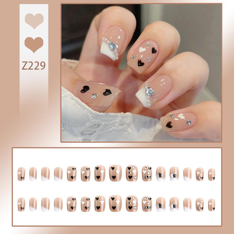 Milky White Heart French Manicure Press-On Gel Nails