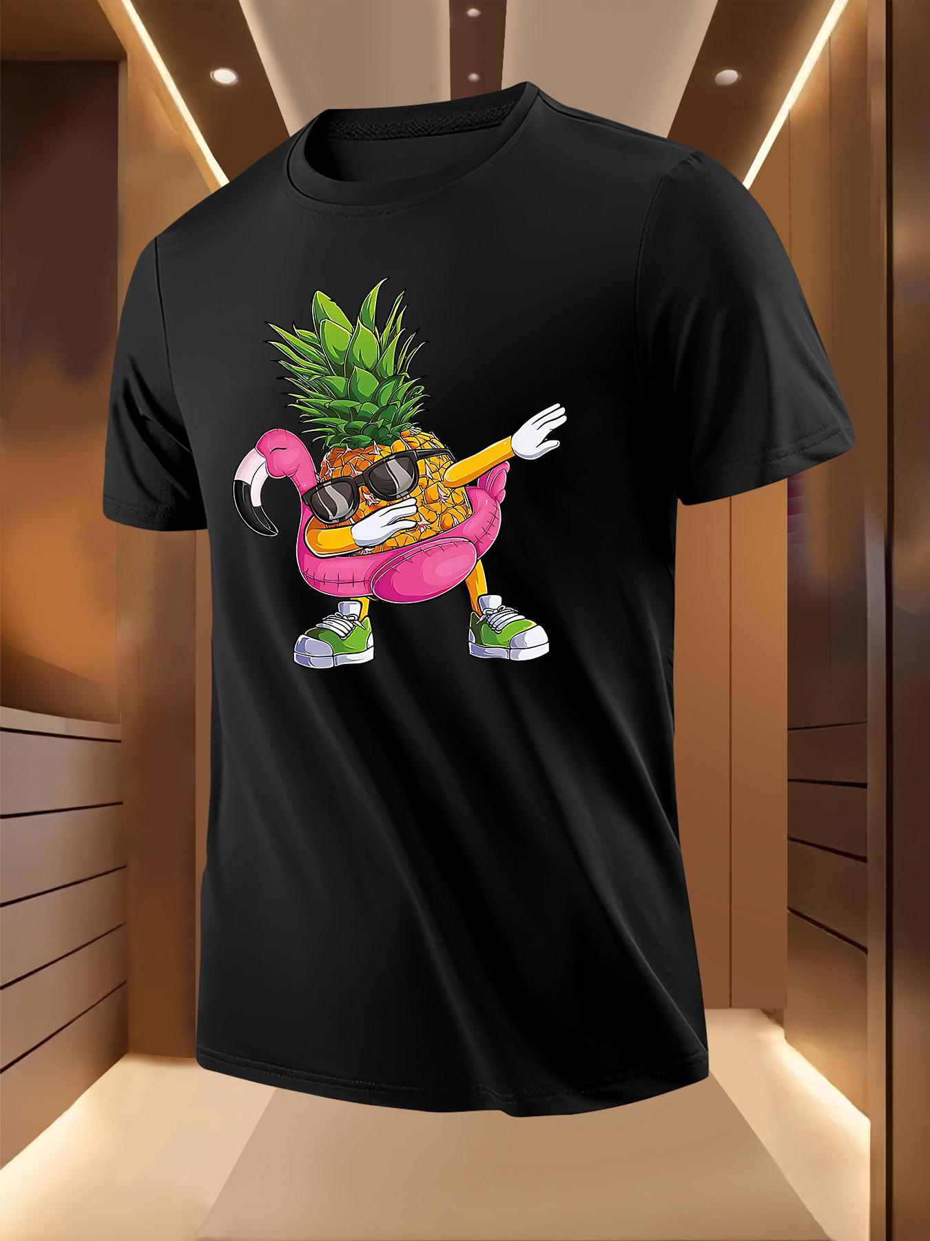 Flamingo Pineapple Print Tshirt - Lightweight Polyester S