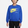 Nike Odzież sportowa Icon Fleece Bluza z okrągłym dekoltem i długim rękawem z nadrukiem logo z literami dla dzieci Game-Royal DX5140-480