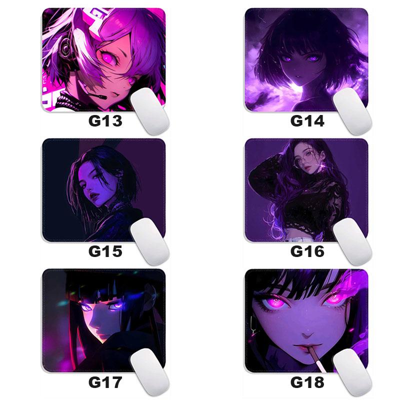 Standard Mouse Pad Purple Anime Grils Gamer Cabinet Small Gaming Mousepad Travel Mouse Mat Plymouth Non-Slip Office Mousemats