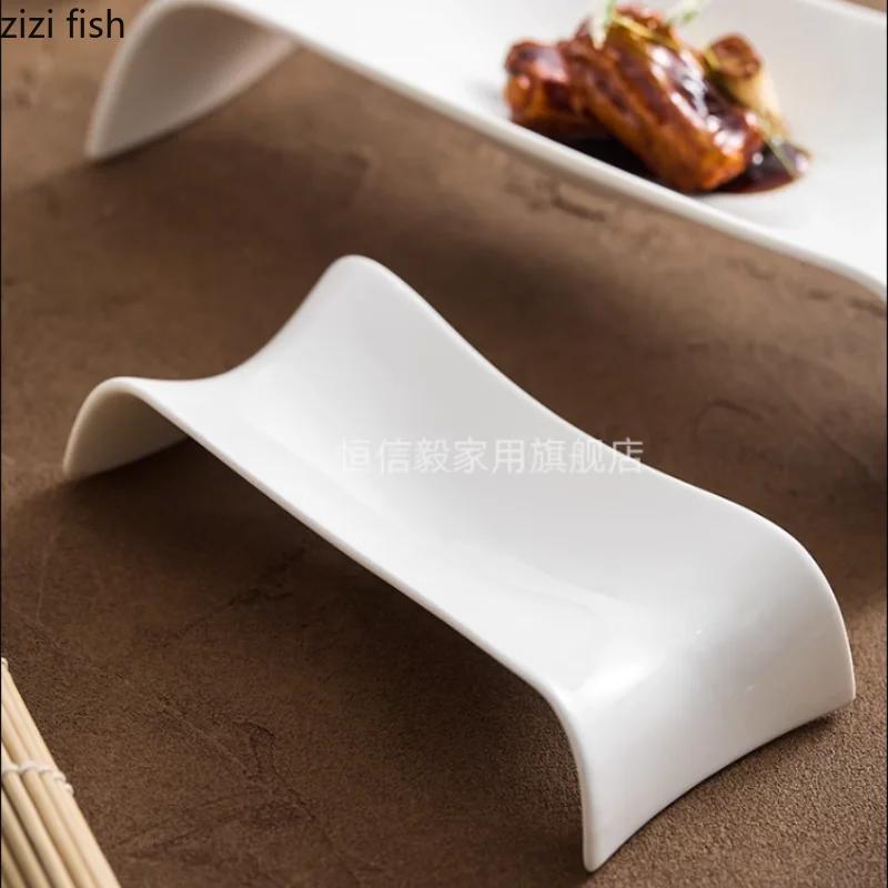 White Ceramic Dining Plate Sushi Plate High Foot Plates Display Tray Dessert Plates Cake Dim Sum Dish Fruit Dish Salad Bowl