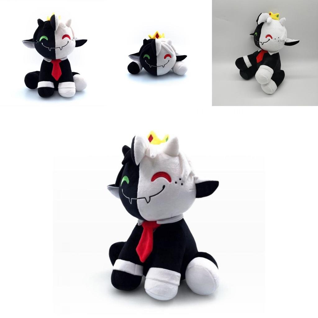 Adorável Novo Ranboo Sentado Fofo Brinquedo de Pelúcia Boneca Ovelha Sorridente Preta e Branca Para Crianças