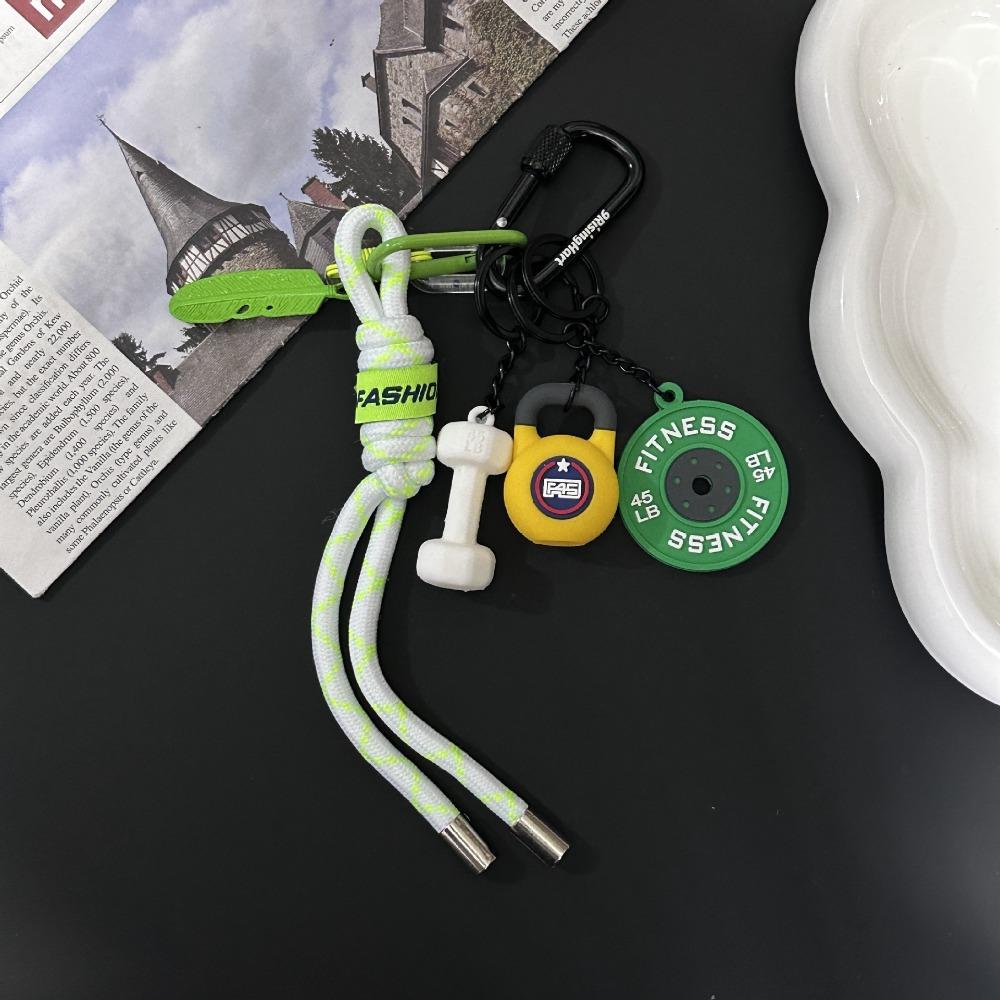 with D-shaped Buckle Fitness Series Pendant Colorful Simulation Dumbbells Keyring  Friends