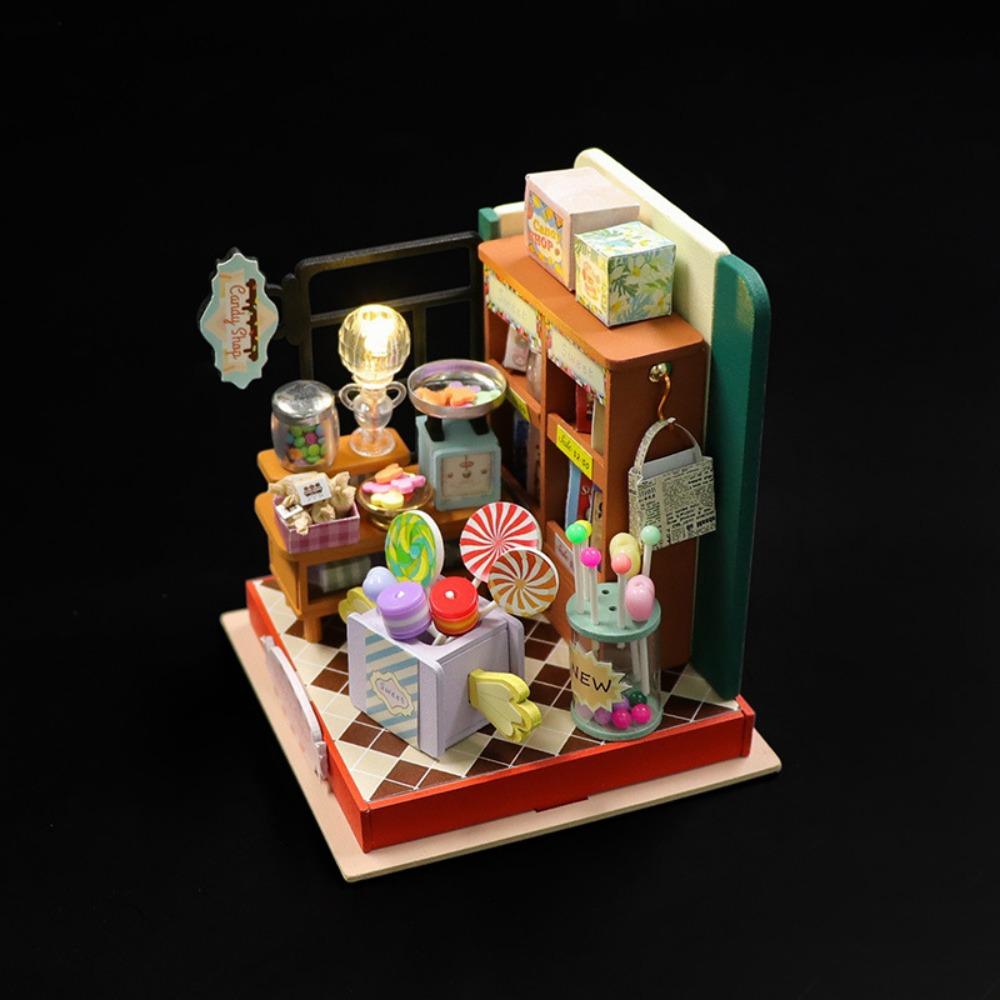 

Mini Size Coffee Shop Dollhouse Kit Wooden Material Miniature Dollhouse Home Decoration style E