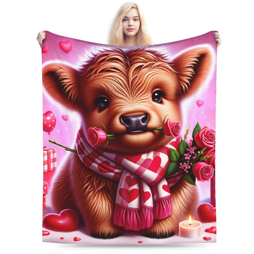 Soft Blanket Girls Boys Decorative Highland Cow Themed Throw Blanket  Flannel Bedspread For Outdoor Funny Sofa Bed Cover