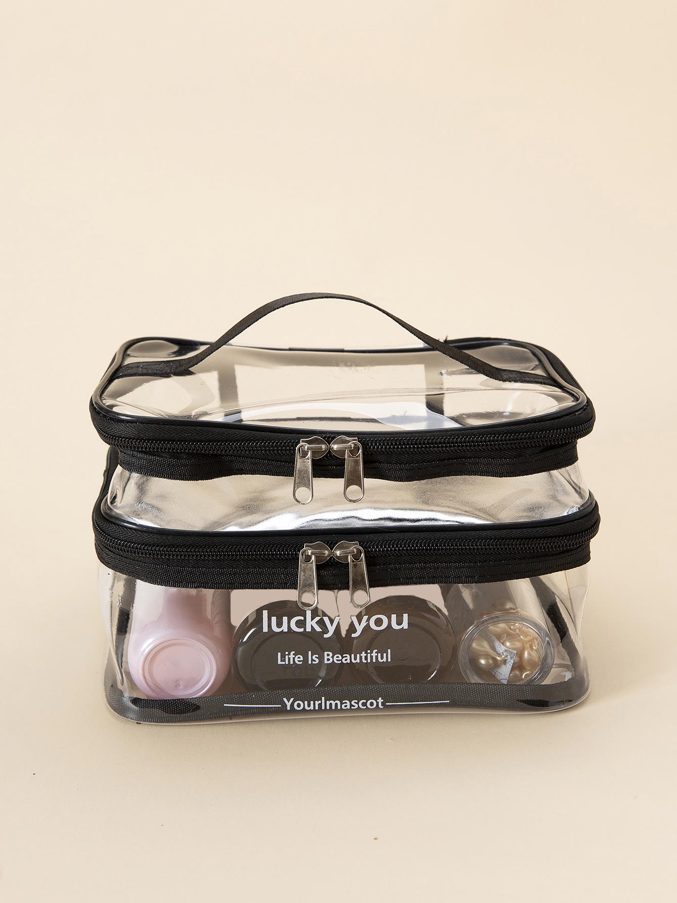 

Женская двухслойная водонепроницаемая косметичка для путешествий - большая вместимость и портативность