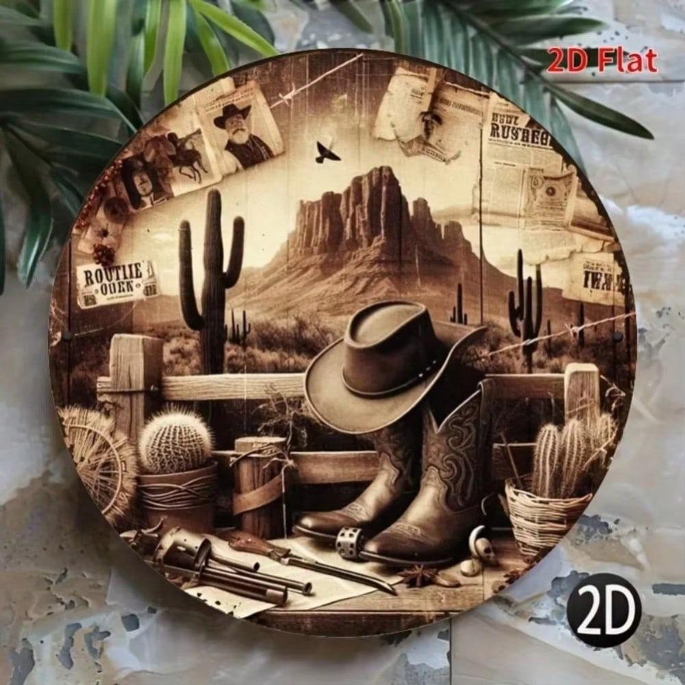 Metal Tin Sign Western Cowboy Wall Art Home Decor Vintage Kitchen Bar