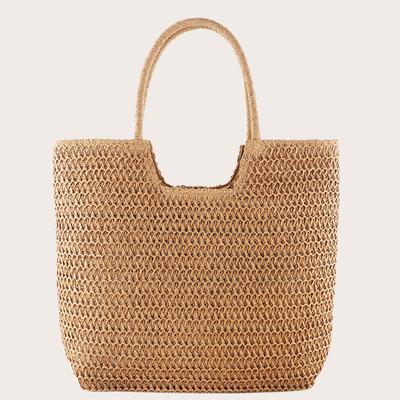 Women Straw Woven Shoulder Bag Solid Color Shoulder Summer Woven Pouch for Women Handmade Traveling Handbags Underarm Bags
