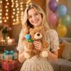 Plush Teddy Bear Stuffed Animal Soft Toy Birthday Gift Cuddly Sleep Companion Decorative Plush Doll with Flower Accessory Suitable for Kids and Adults