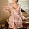 European and American women's perspective pajamas lace transparent mesh nightgown bride wedding sexy nightgown